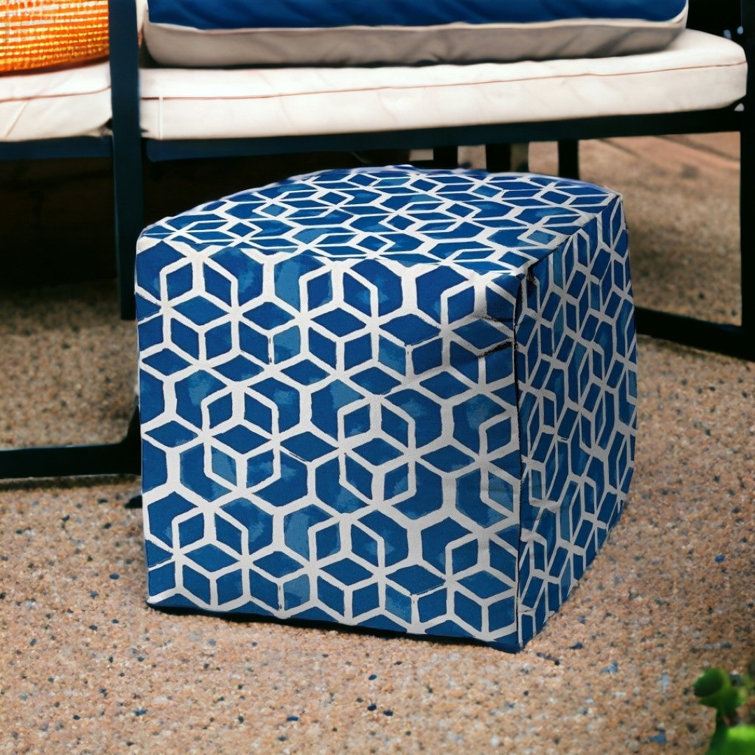 Corrigan Studio® 17" Blue And White Polyester Cube Geometric Indoor ...